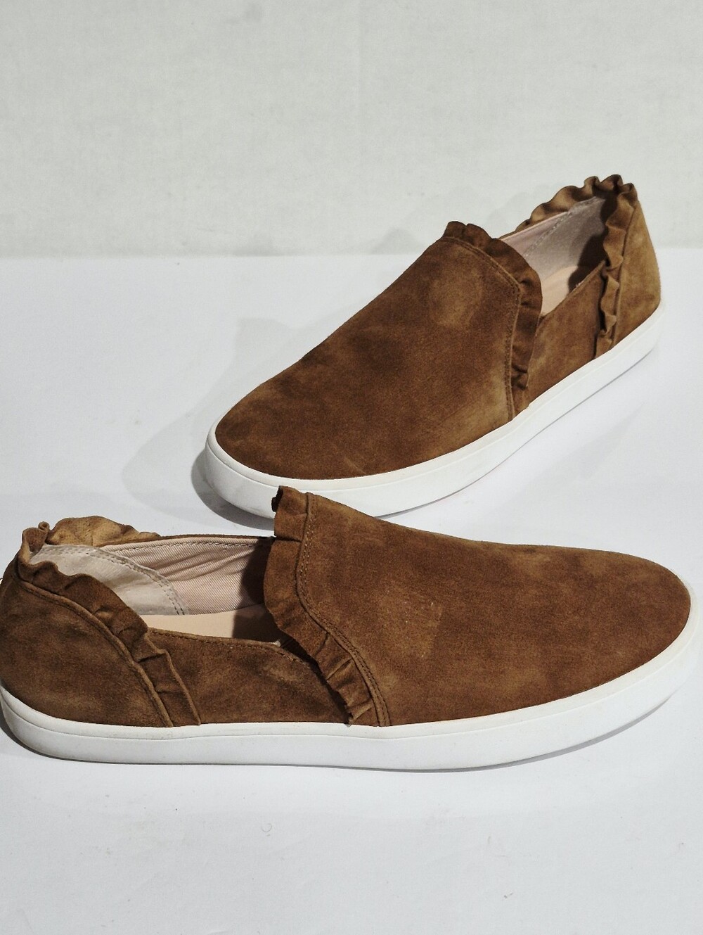 kate spade Brown Suede Slip-On Sneakers with Ruffle Trim Size 11
